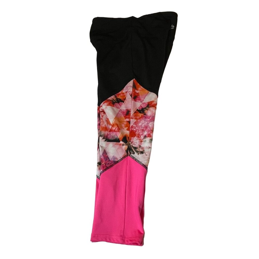 RBX Women's Floral & Geometric Print Leggings Small Black/Pink 88% Polyester 12% - Picture 3 of 6